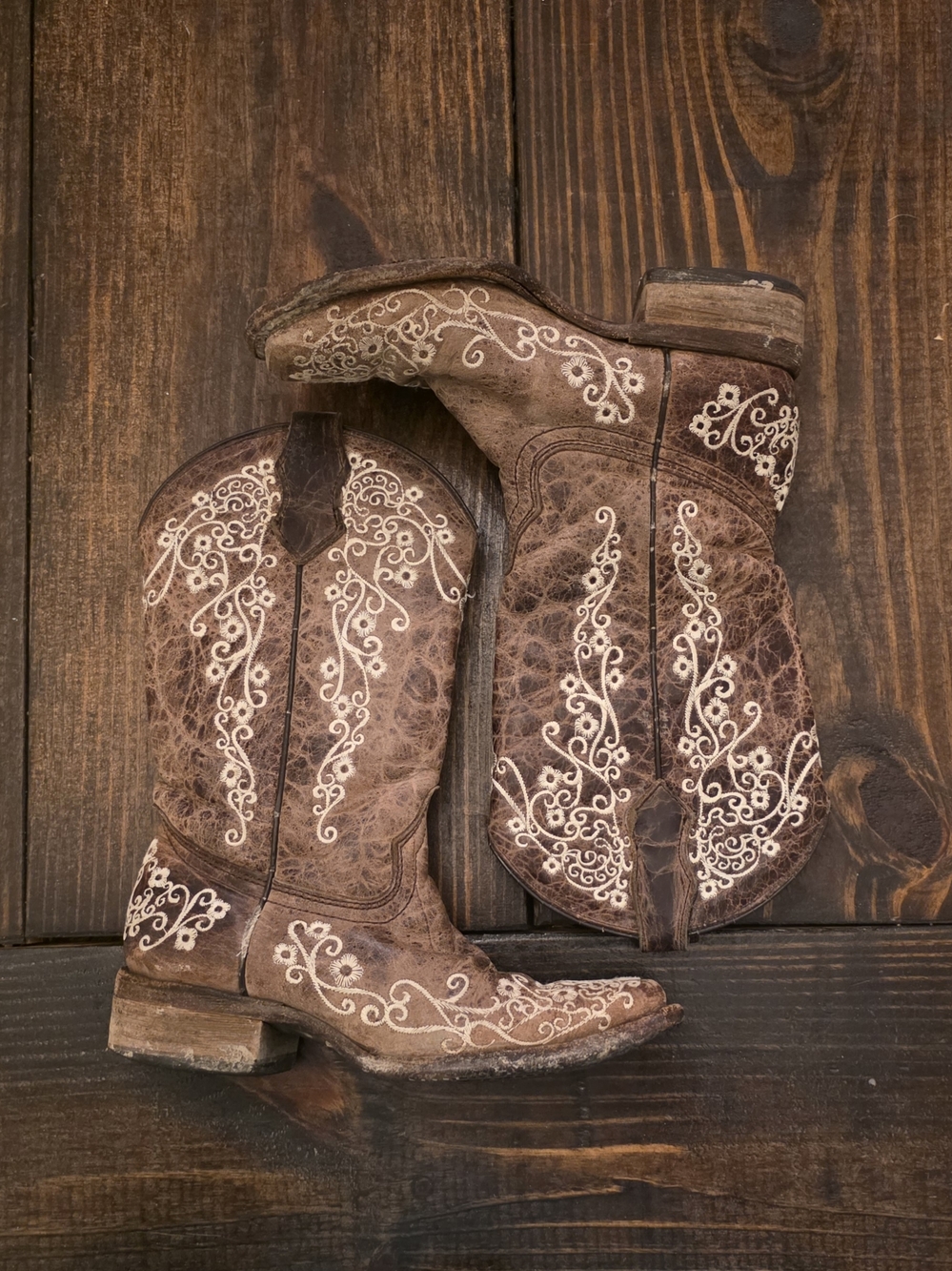 Corral Girls 3 Brown Embroidered Western Cowboy Boots